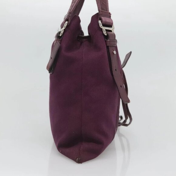 SAINT LAURENT Tote Bag Canvas Purple Silver Authentic - Picture 9 of 13